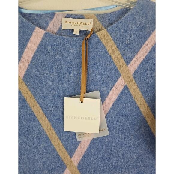 Bianco&Blu ~Woman Size L~ Argyre Blue Mohair Blend Sweater Luxury Made in Italy. - Picture 9 of 13